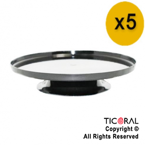 BANDEJA REDONDA CON PIE NEGRO PLASTICO 26.5 CM X 5